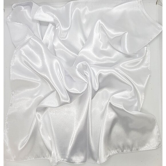 ✨Elegant Bandana Square Silky Scarf White Solid Soft Wrap Versatile Shawl Wrap✨ - Picture 3 of 4